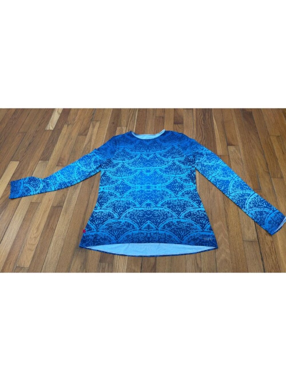 Terry Cycling Jersey Shirt Women's Blue Long Sleeve Size XL Bottle Pockets (B23)
